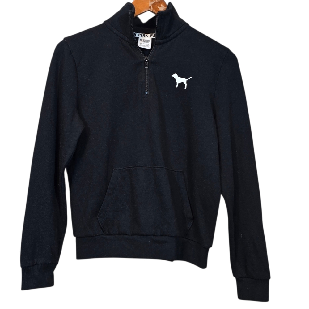 PINK Victoria’s Secret 1/4 Zip Pullover Sweatshirt – Black – Size Small